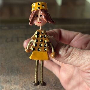 Vintage articulated, girl brooch